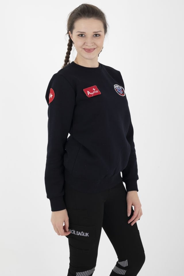 Yeni Paramedik Lacivert Sıfır Yaka Swit (Unisex-3 İplik)