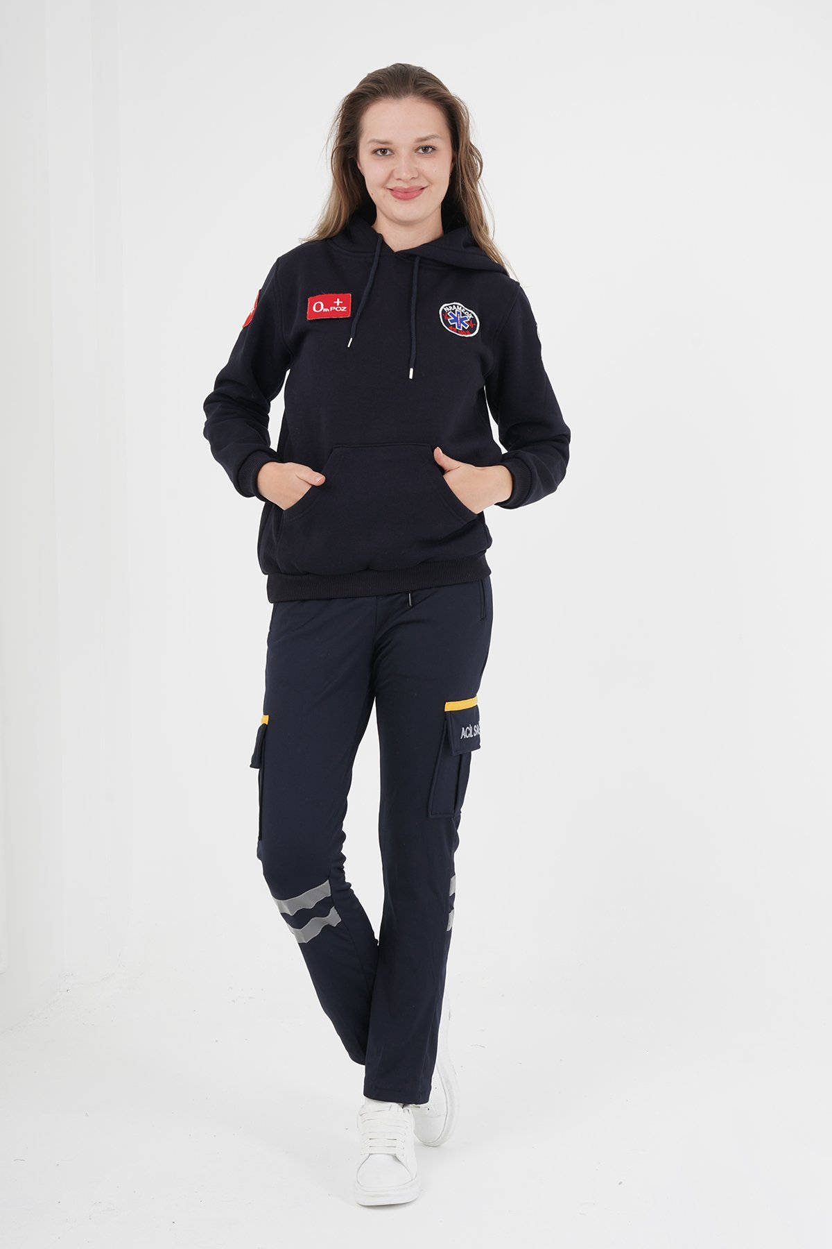 Yeni Lacivert Paramedik Kapşonlu Swit (Unisex)