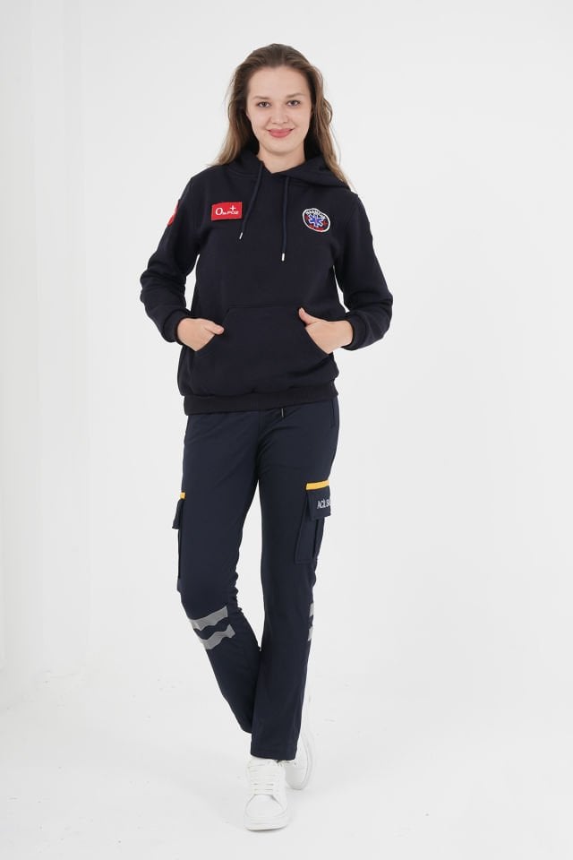 Yeni Lacivert Paramedik Kapşonlu Swit (Unisex)
