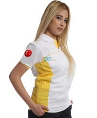 112 Tişört (Beyaz Sarı Çift Renk)