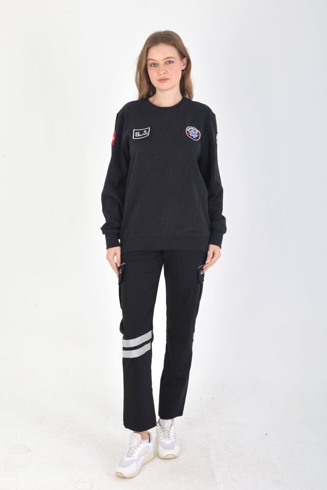 YENİ Sıfır Yaka Paramedik Füme Örme Kumaş Swit (Unisex)