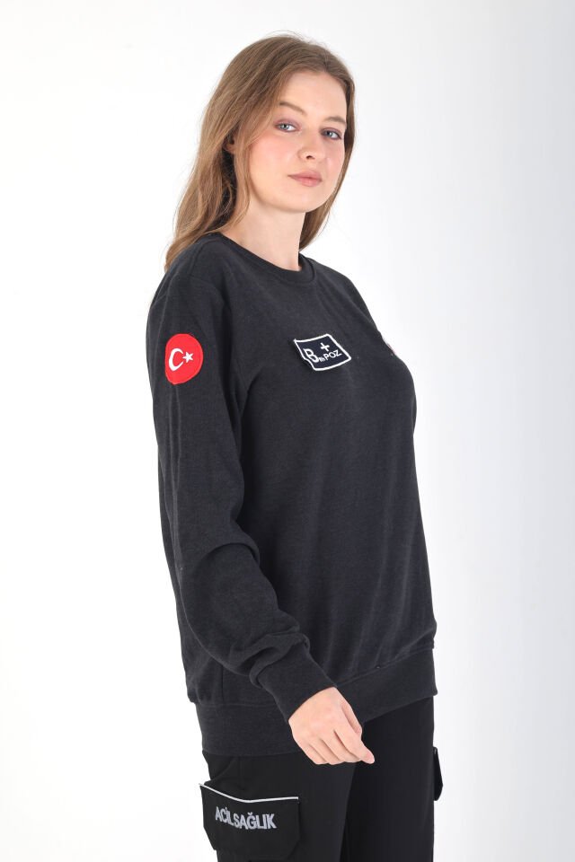 YENİ Sıfır Yaka Paramedik Füme Örme Kumaş Swit (Unisex)