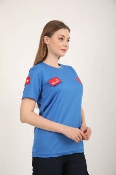 Sıfır Yaka Sax Mavisi 112 Acil Sağlık Comfort T-shirt (Unisex-Fileli)