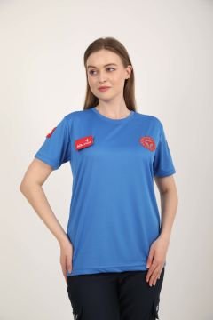 Sıfır Yaka Sax Mavisi 112 Acil Sağlık Comfort T-shirt (Unisex-Fileli)