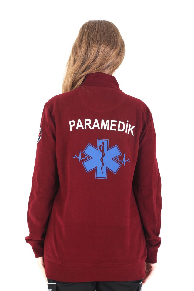 Paramedik Fermuarlı Bordo Örme Kumaş Swit (Unisex)
