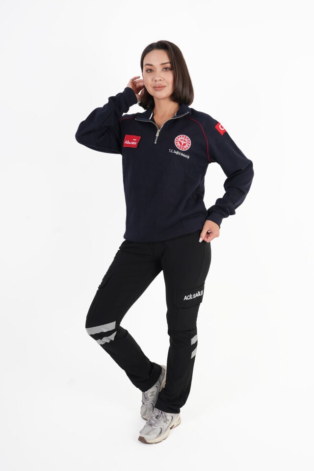 Sağlık Bakanlığı 112 Acil Sağlık Lacivert Reglan Kol Fermuarlı Swit (Unisex)