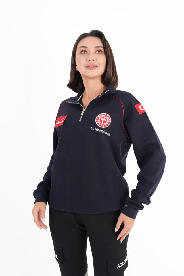 Sağlık Bakanlığı 112 Acil Sağlık Lacivert Reglan Kol Fermuarlı Swit (Unisex)