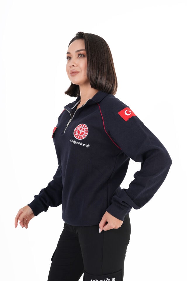Sağlık Bakanlığı 112 Acil Sağlık Lacivert Reglan Kol Fermuarlı Swit (Unisex)