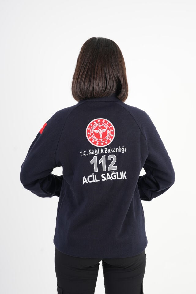Sağlık Bakanlığı 112 Acil Sağlık Lacivert Reglan Kol Fermuarlı Swit (Unisex)