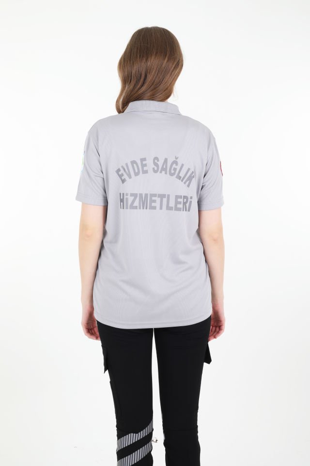 Evde Sağlık Açık Füme Comfort Polo Yaka T-shirt (Unisex-Fileli)