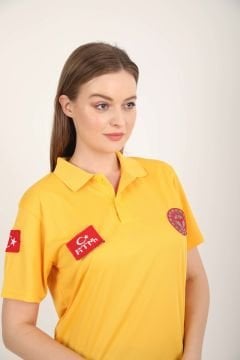 Yeni 112 Acil Sağlık Comfort Polo Yaka Sarı T-shirt (Unisex-Fileli)