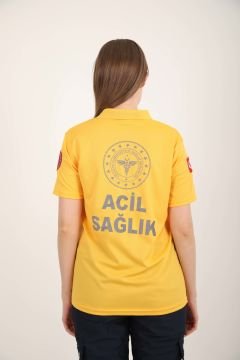Yeni 112 Acil Sağlık Comfort Polo Yaka Sarı T-shirt (Unisex-Fileli)