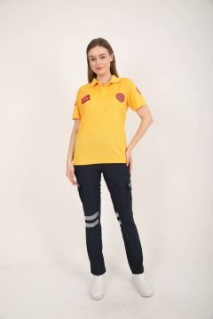 Yeni 112 Acil Sağlık Comfort Polo Yaka Sarı T-shirt (Unisex-Fileli)