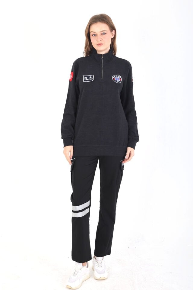 Paramedik Fermuarlı Füme Örme Kumaş Swit (Unisex)