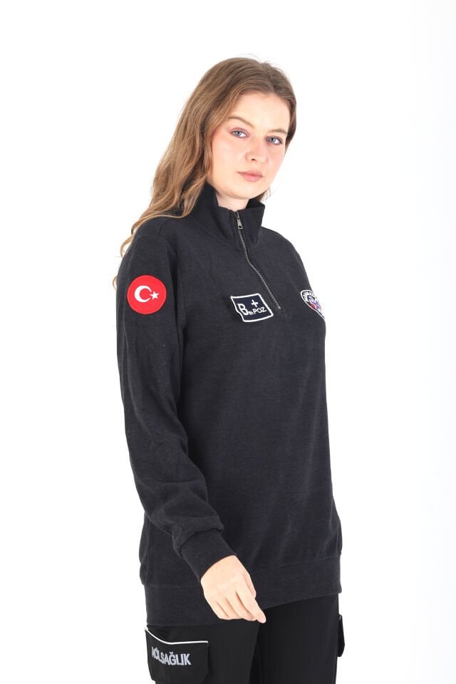 Paramedik Fermuarlı Füme Örme Kumaş Swit (Unisex)