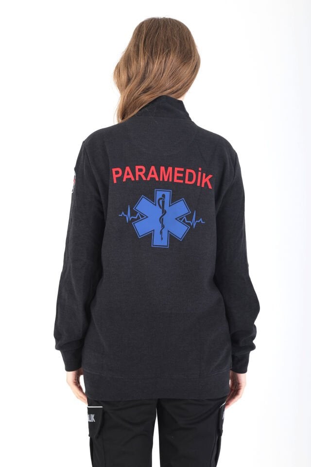 Paramedik Fermuarlı Füme Örme Kumaş Swit (Unisex)