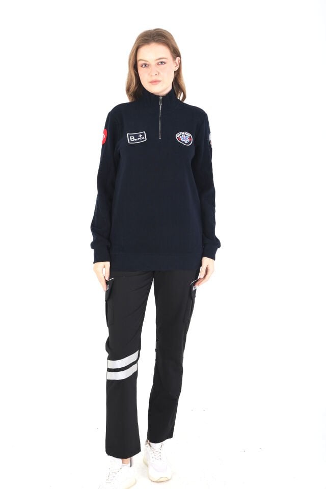 Paramedik Fermuarlı Lacivert Örme Kumaş Swit (Unisex)
