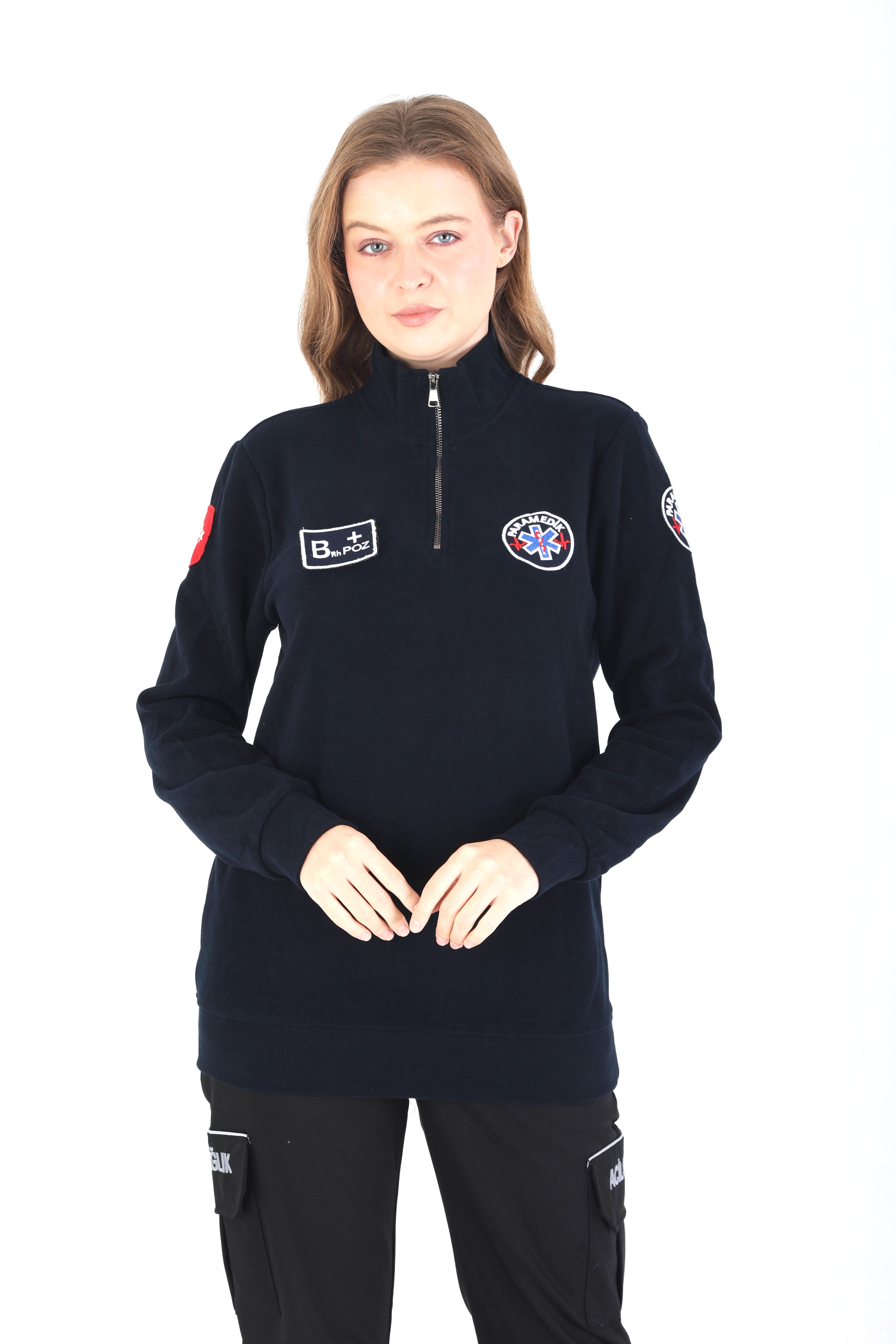 Paramedik Fermuarlı Lacivert Örme Kumaş Swit (Unisex)