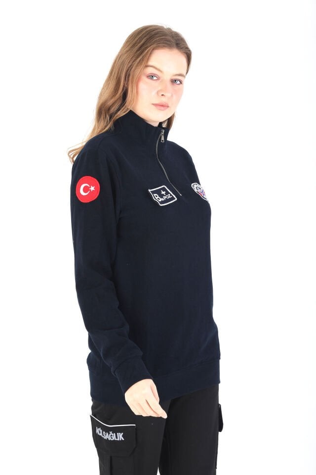 Paramedik Fermuarlı Lacivert Örme Kumaş Swit (Unisex)