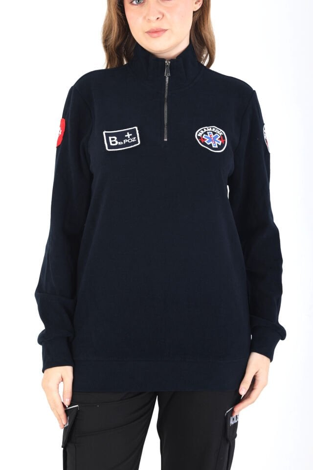Paramedik Fermuarlı Lacivert Örme Kumaş Swit (Unisex)