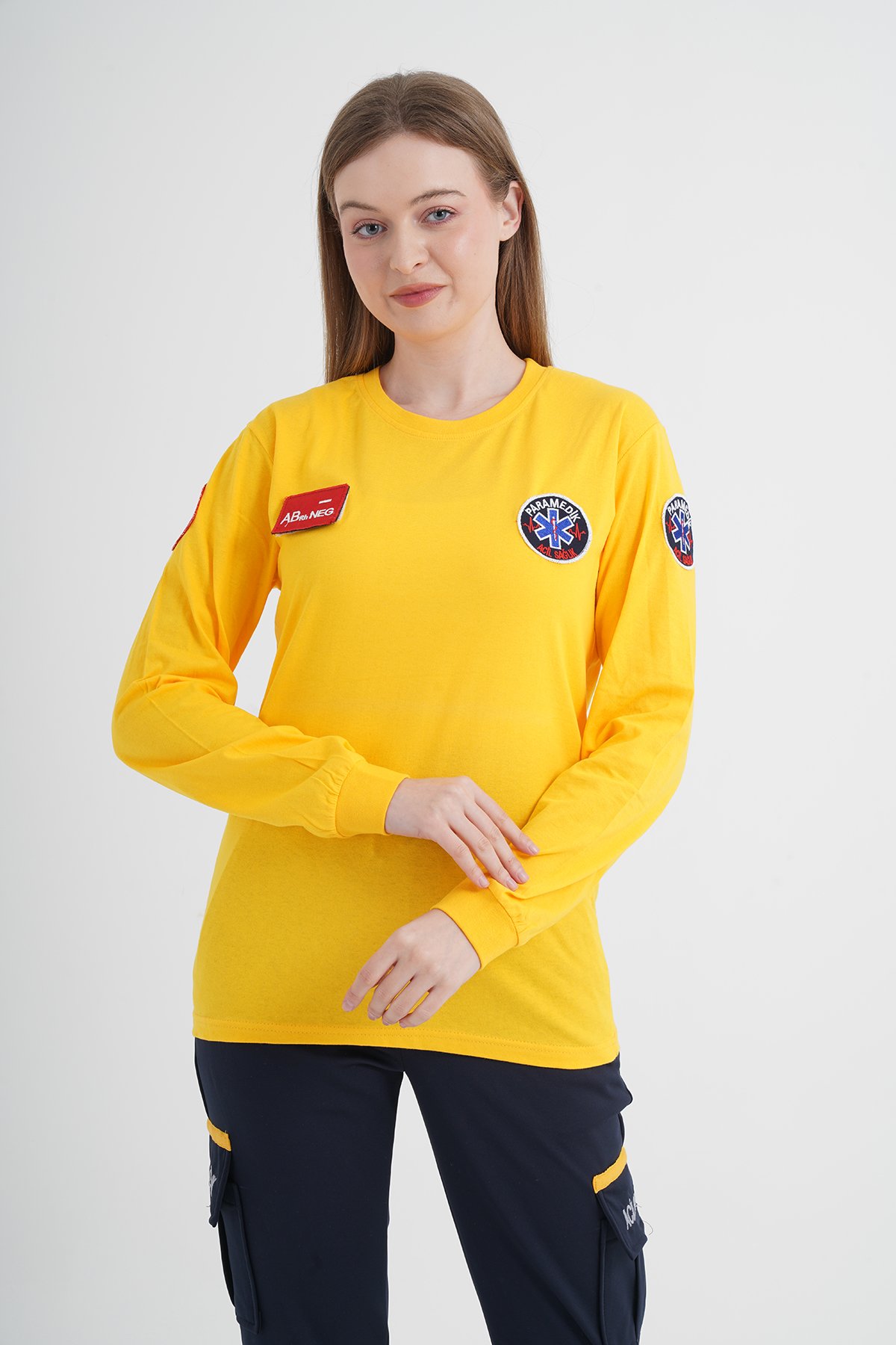 Yeni Paramedik Sarı Penye Uzun Kollu T-shirt (Unisex)