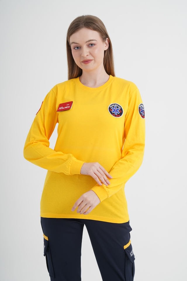 Yeni Paramedik Sarı Penye Uzun Kollu T-shirt (Unisex)