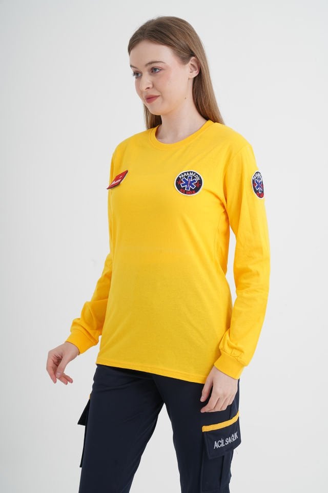 Yeni Paramedik Sarı Penye Uzun Kollu T-shirt (Unisex)