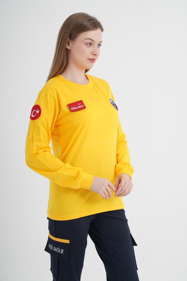 Yeni Paramedik Sarı Penye Uzun Kollu T-shirt (Unisex)