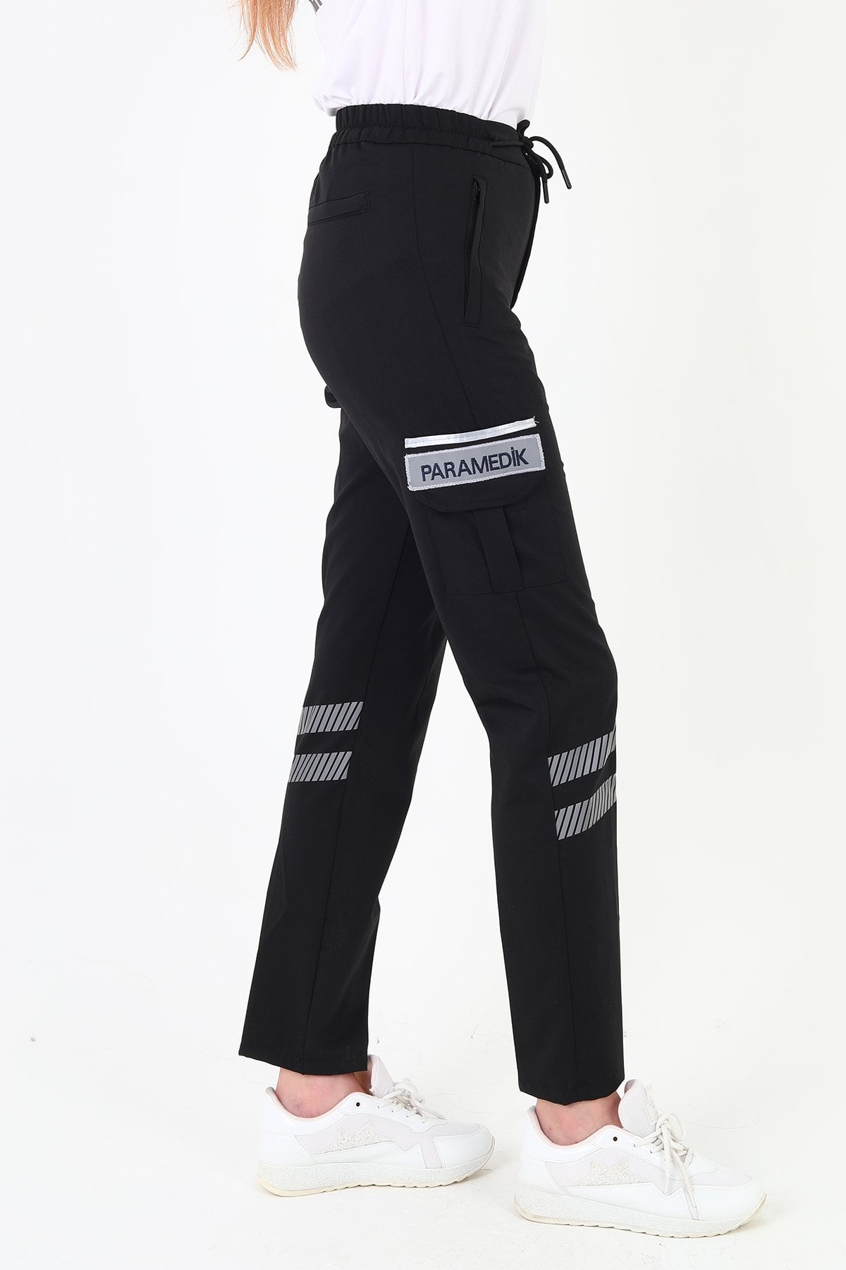 Yeni Paramedik Siyah Premium Likralı Pantolon (Unisex-Yüksek Bel)