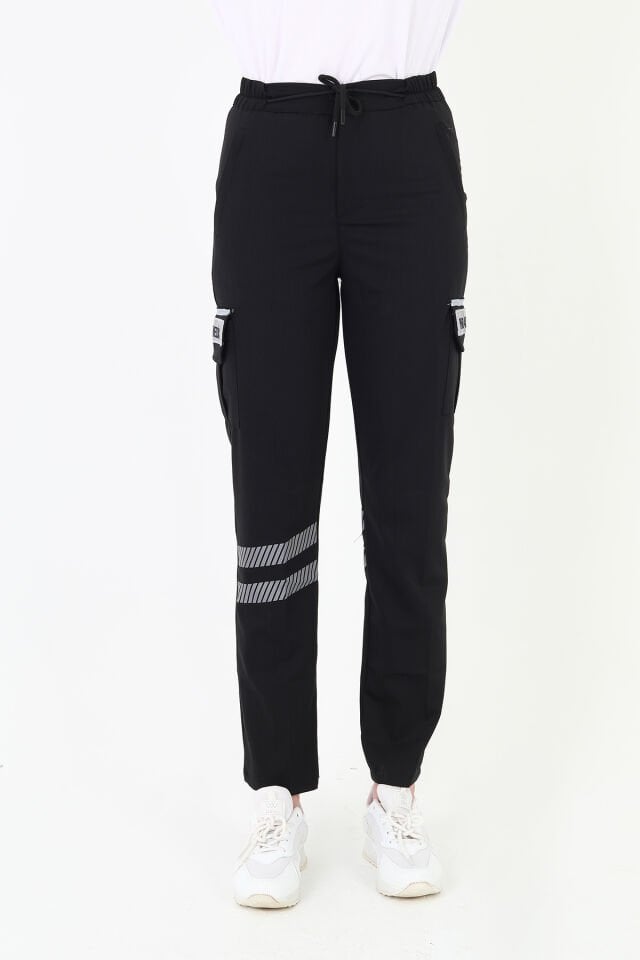Yeni Paramedik Siyah Premium Likralı Pantolon (Unisex-Yüksek Bel)
