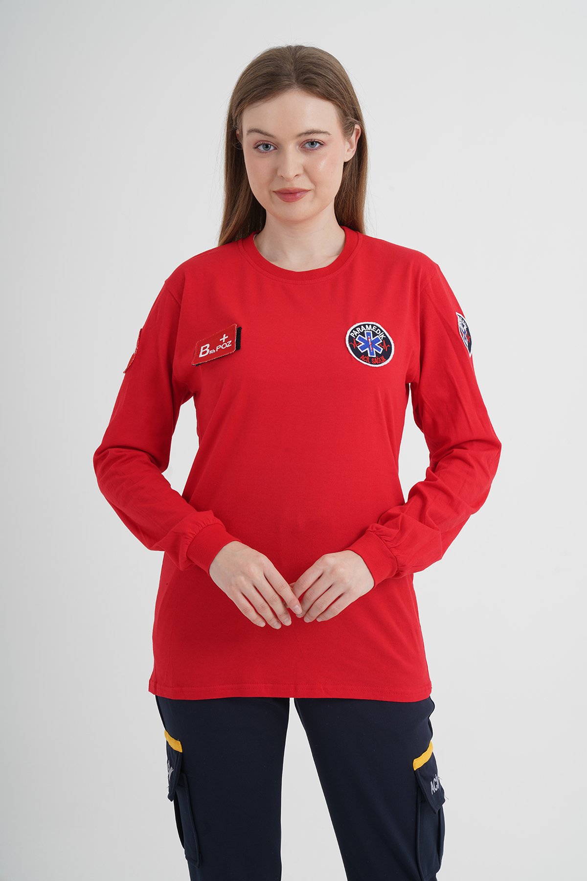 Yeni Paramedik Kırmızı Penye Uzun Kollu T-shirt (Unisex)