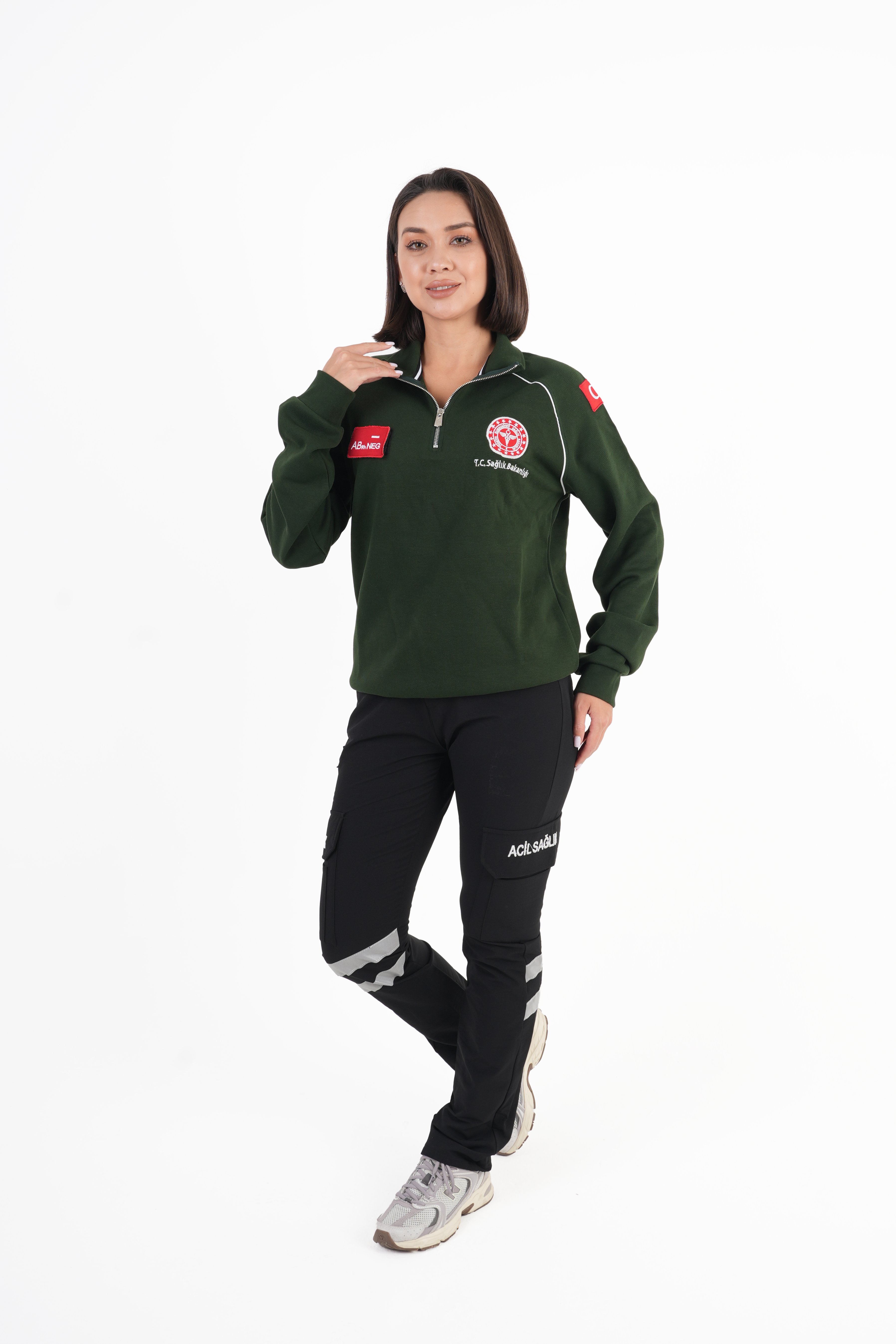 Sağlık Bakanlığı 112 Acil Sağlık Haki Yeşili Reglan Kol Fermuarlı Swit (Unisex)