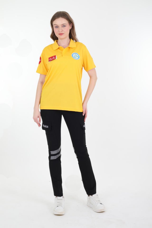 Evde Sağlık Sarı Comfort Polo Yaka T-shirt (Unisex-Fileli)