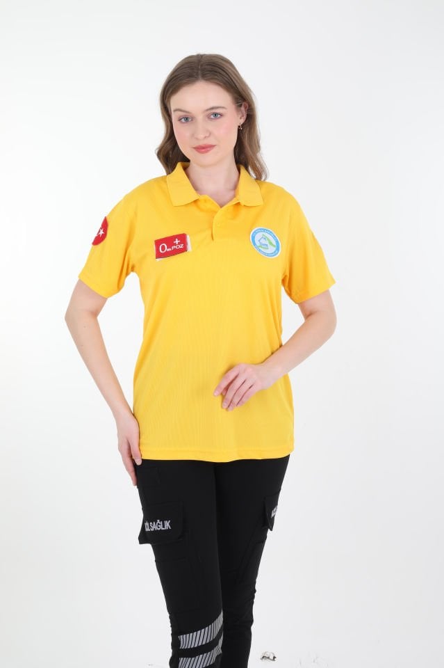 Evde Sağlık Sarı Comfort Polo Yaka T-shirt (Unisex-Fileli)