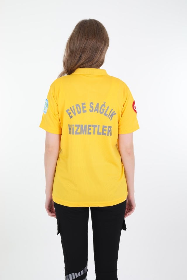 Evde Sağlık Sarı Comfort Polo Yaka T-shirt (Unisex-Fileli)