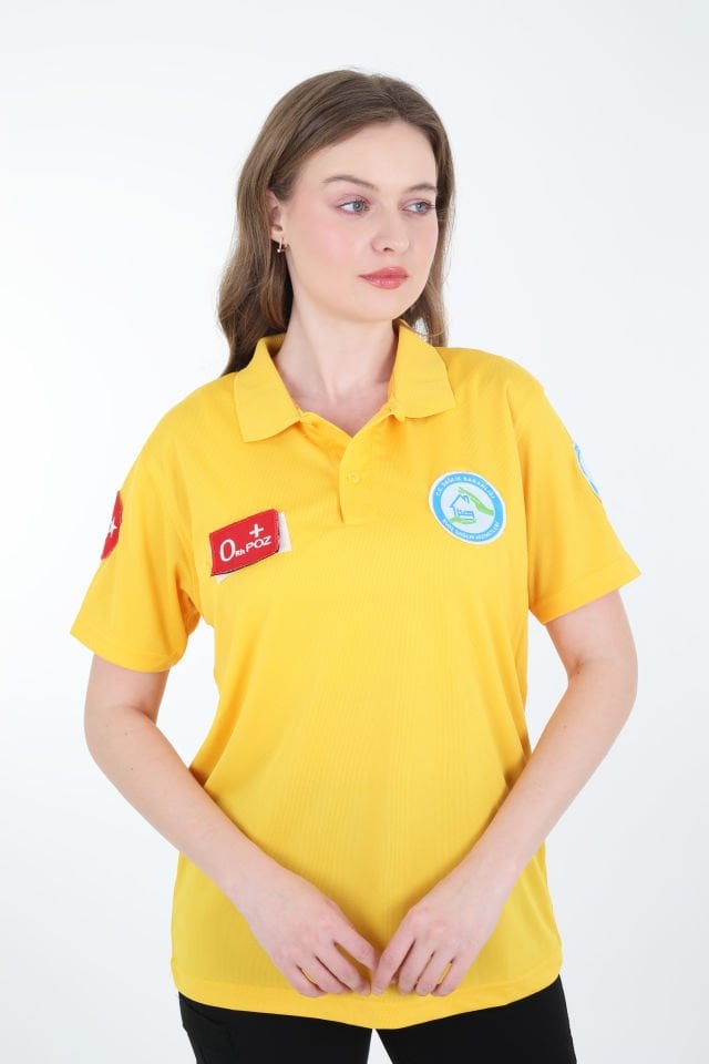 Evde Sağlık Sarı Comfort Polo Yaka T-shirt (Unisex-Fileli)