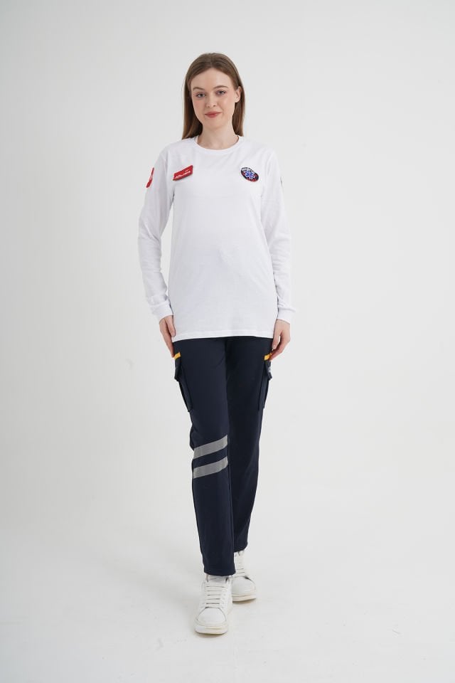 Yeni Paramedik Beyaz Uzun Kollu Penye T-shirt (Unisex)