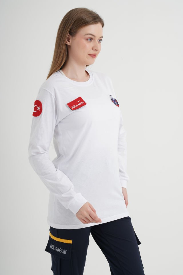 Yeni Paramedik Beyaz Uzun Kollu Penye T-shirt (Unisex)