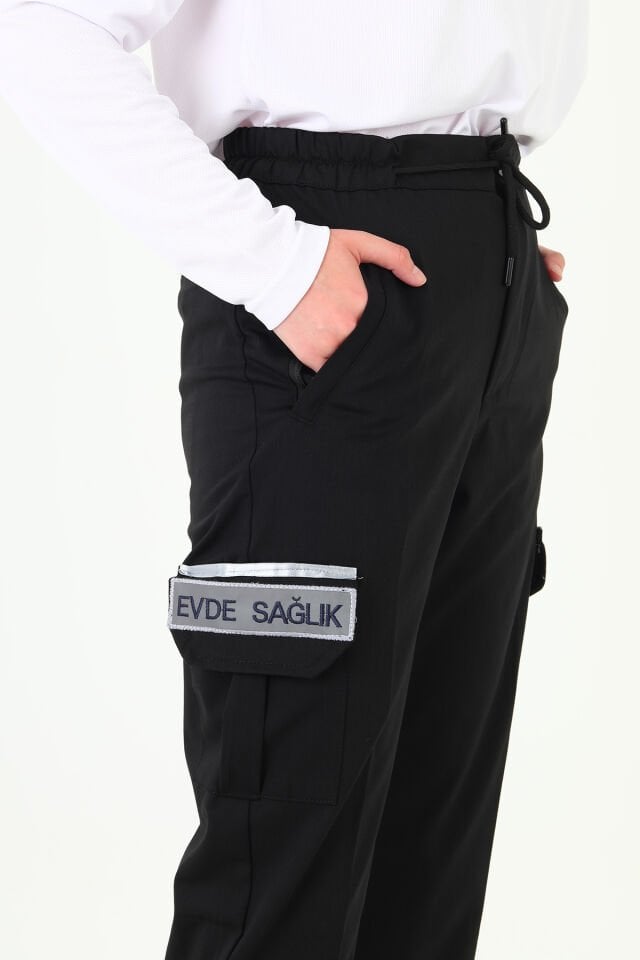 Evde Sağlık Siyah Likralı Premium Pantolon (Unisex)