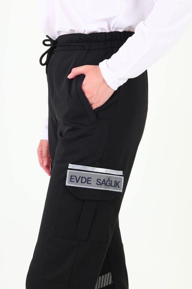 Evde Sağlık Siyah Likralı Premium Pantolon (Unisex)