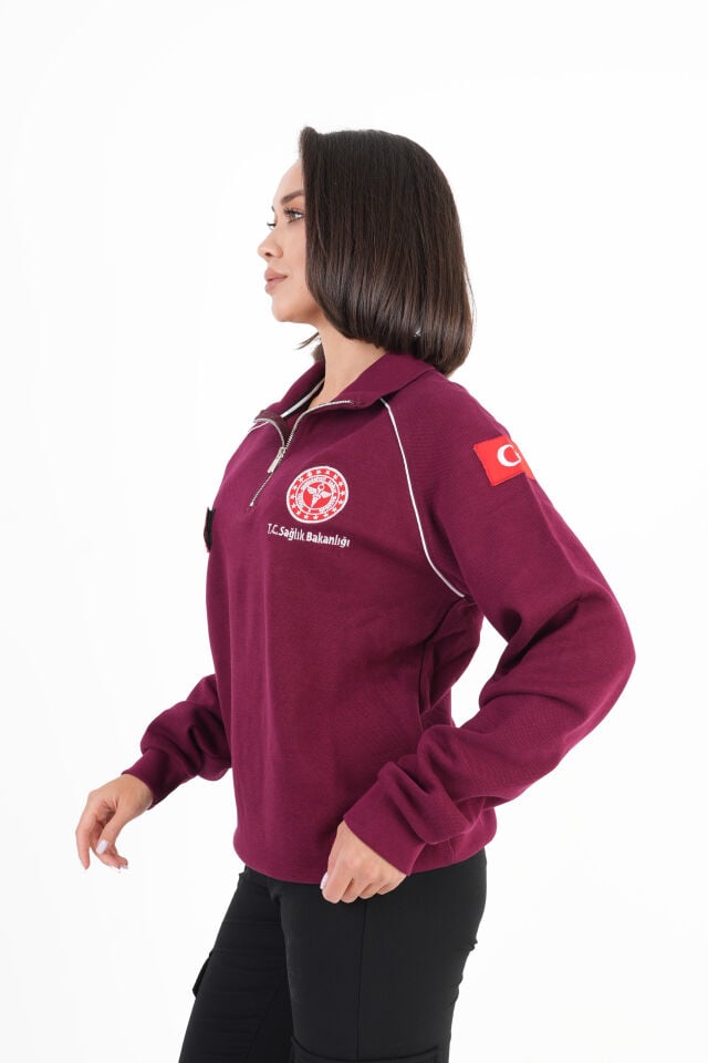Sağlık Bakanlığı 112 Acil Sağlık Bordo Reglan Kol Fermuarlı Swit (Unisex)