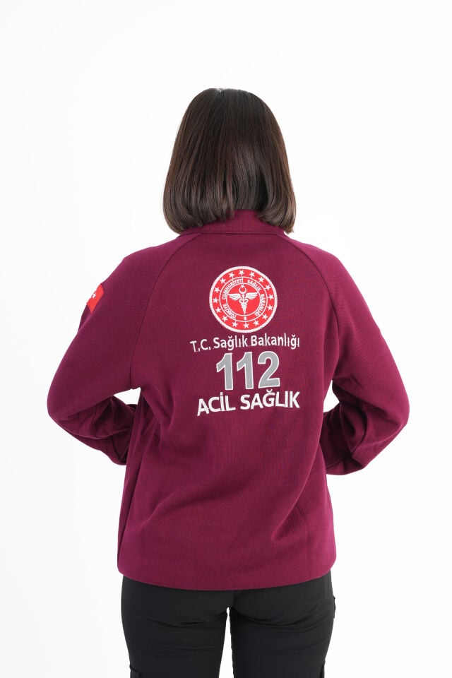 Sağlık Bakanlığı 112 Acil Sağlık Bordo Reglan Kol Fermuarlı Swit (Unisex)