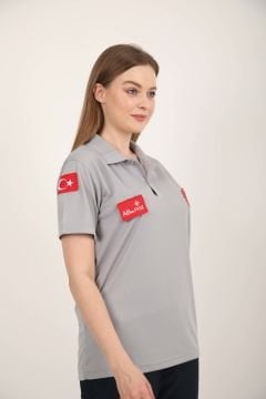 112 Acil Sağlık Comfort Polo Yaka Açık Füme T-shirt (Unisex-Fileli)