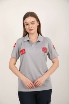 112 Acil Sağlık Comfort Polo Yaka Açık Füme T-shirt (Unisex-Fileli)