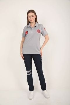 112 Acil Sağlık Comfort Polo Yaka Açık Füme T-shirt (Unisex-Fileli)