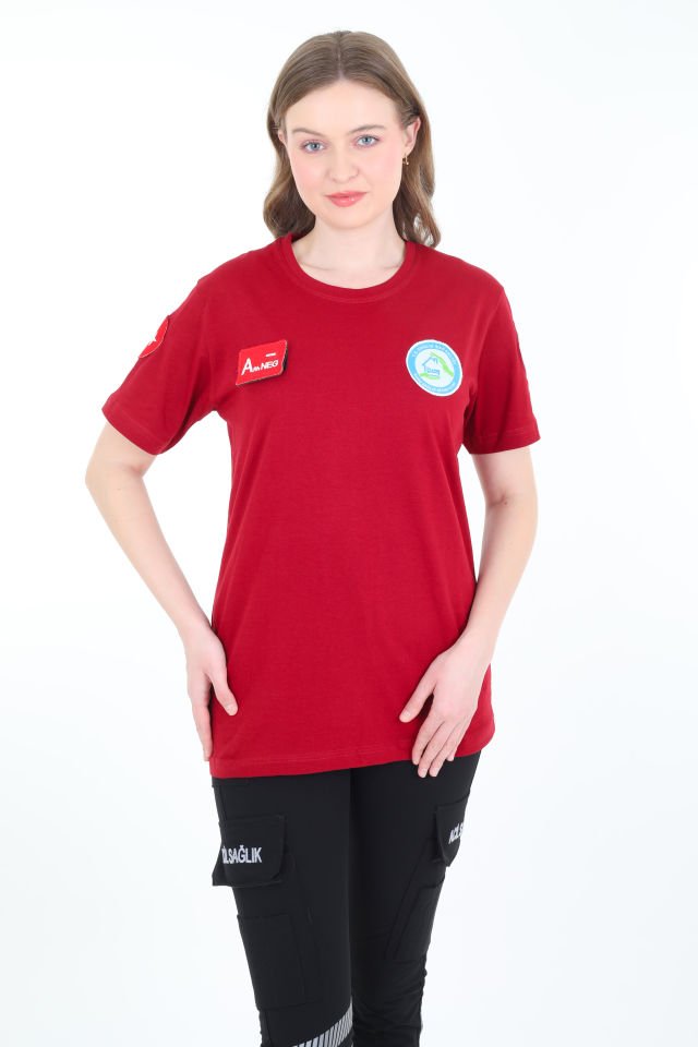 Evde Sağlık Bordo Penye T-shirt (Unisex)
