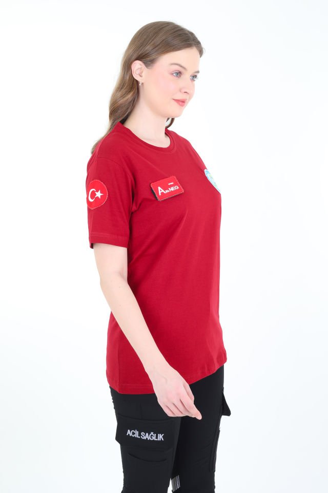 Evde Sağlık Bordo Penye T-shirt (Unisex)