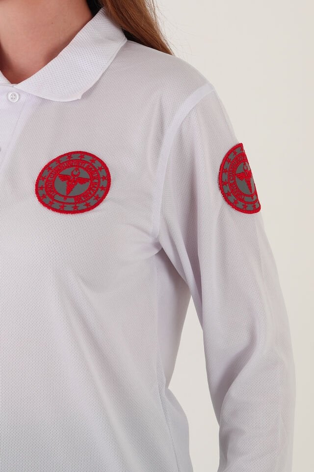 112 Acil Sağlık Uzun Kollu Beyaz Comfort T-shirt (Unisex-Fileli)