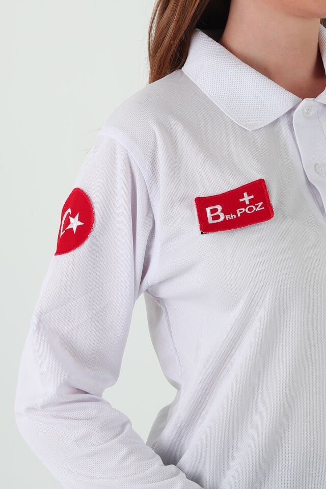 112 Acil Sağlık Uzun Kollu Beyaz Comfort T-shirt (Unisex-Fileli)
