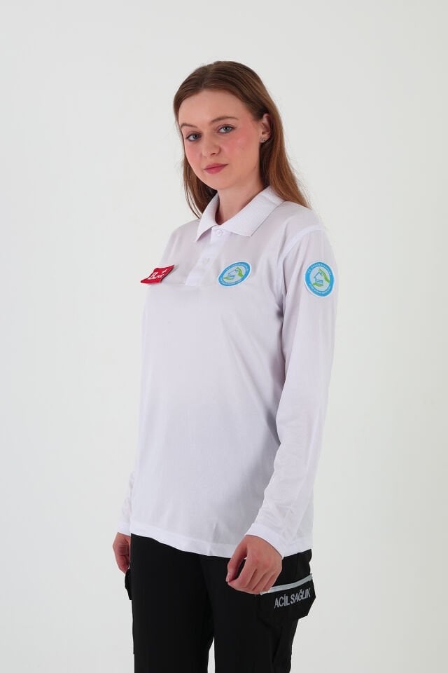 Evde Sağlık Beyaz Uzun Kollu Comfort T-shirt (Unisex-Fileli)